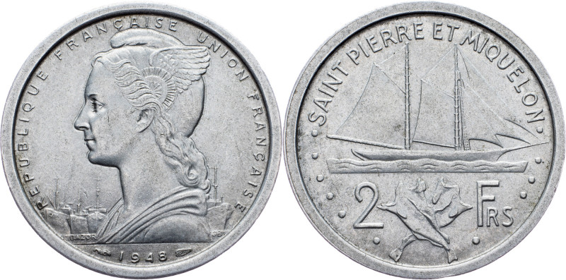 Saint-Pierre and Miquelon, 2 Francs 1948, Paris Saint-Pierre and Miquelon, 2 Fra...