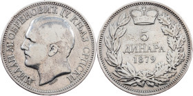 Serbia, 5 Dinars 1879