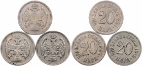 Serbia, 20 Para 1883, 1884, 1912