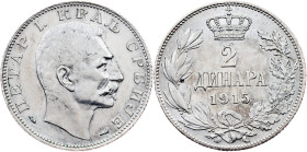 Serbia, 2 Dinars 1915