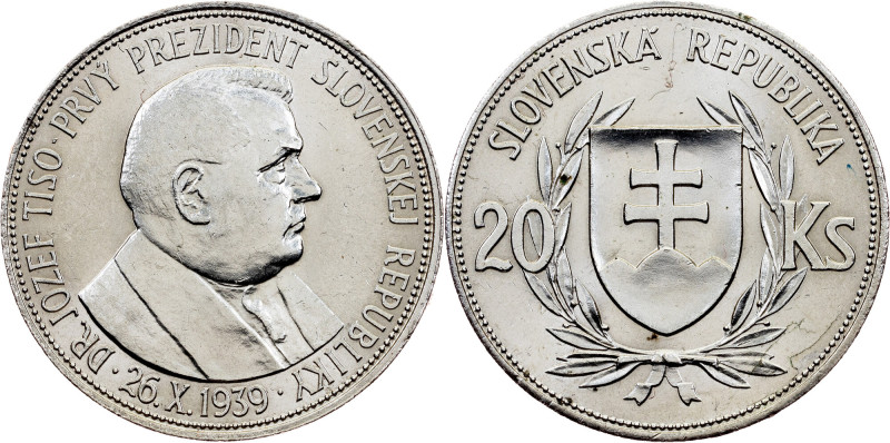 Slovakia, 20 Korun 1939, Kremnitz Slovakia, 20 Korun 1939, Kremnitz, 15,115 g, S...