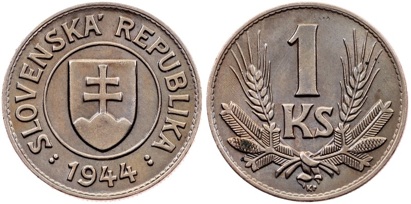 Slovakia, 1 Koruna 1944 Slovakia, 1 Koruna 1944, 4,951 g, Beautiful toning; EF
...