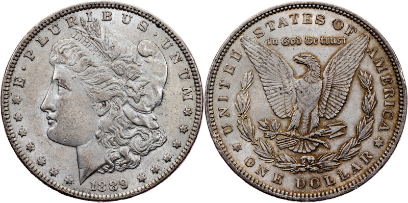 USA, Morgan Dollar 1889, Philadelphia USA, Federal republic, Morgan Dollar 1889,...