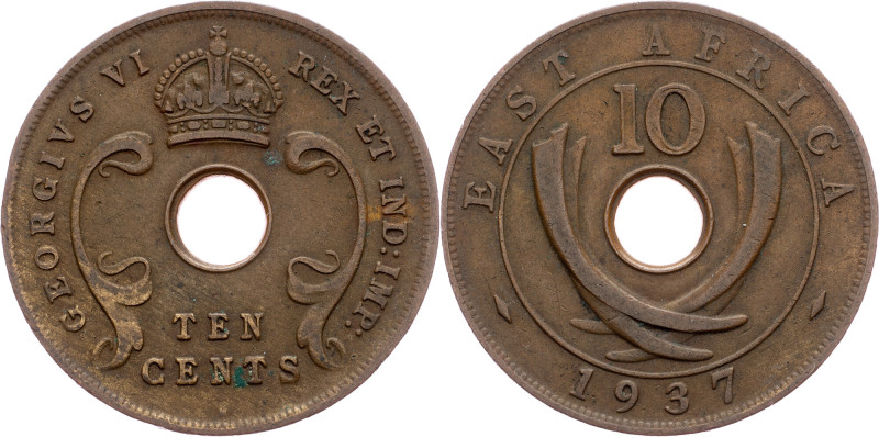 East Africa, 10 Cents 1937, Heaton East Africa, 10 Cents 1937, Heaton, Bronze, K...