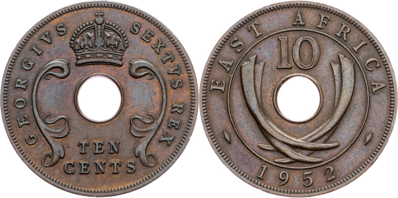 East Africa, 10 Cents 1952, London East Africa, 10 Cents 1952, London, Bronze, K...