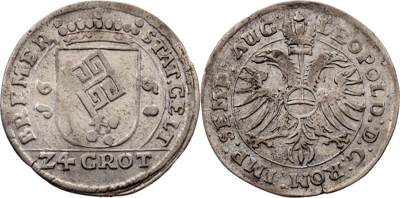 Germany, 24 Grote 1658 City of Bremen, Leopold I, 24 Grote 1658, 11,267 g, Silve...