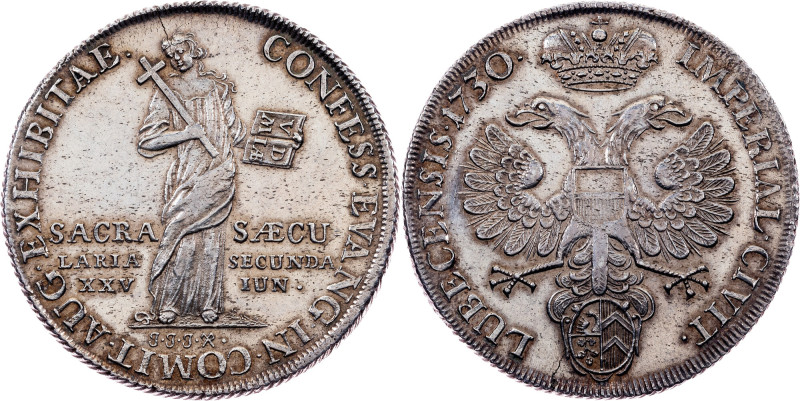 Germany, 1 Thaler 1730, JJJ Lübeck, Free city, 1 Thaler 1730, JJJ, 29,208 g, Sil...