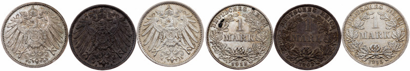 Germany, 1 Mark 1902, 1913, 1915, A, G, A Germany, Lot, 1 Mark 1902, 1913, 1915,...