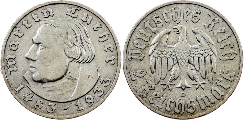 Germany, 5 Mark 1933, D Weimar Republic, 5 Mark 1933, D, 8,052 g, Silver (900/10...