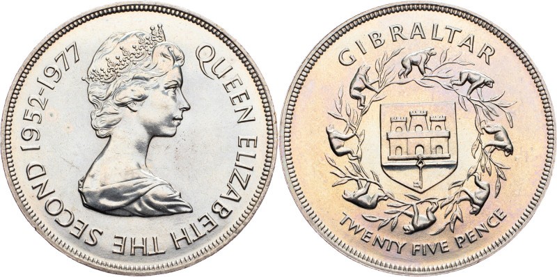 Gibraltar, 25 Pence 1977, Llantrisant Gibraltar, 25 Pence 1977, Llantrisant, 28,...