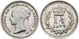 Great Britain, 1 1/2 Pence 1843, London