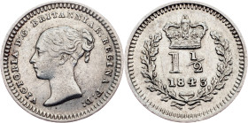 Great Britain, 1 1/2 Pence 1843, London