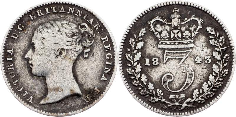 Great Britain, 3 Pence 1843, London Great Britain, Victoria, 3 Pence 1843, Londo...