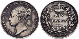 Great Britain, 6 Pence 1851, London