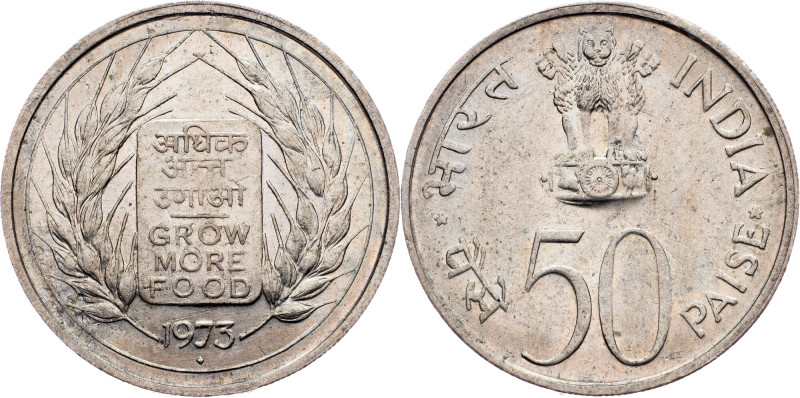 India, 50 Paise 1973, Bombay India, 50 Paise 1973, Bombay, 4,986 g, Copper-nicke...