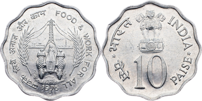 India, 10 Paise 1976, Bombay India, 10 Paise 1976, Bombay, 2,303 g, Aluminium, K...