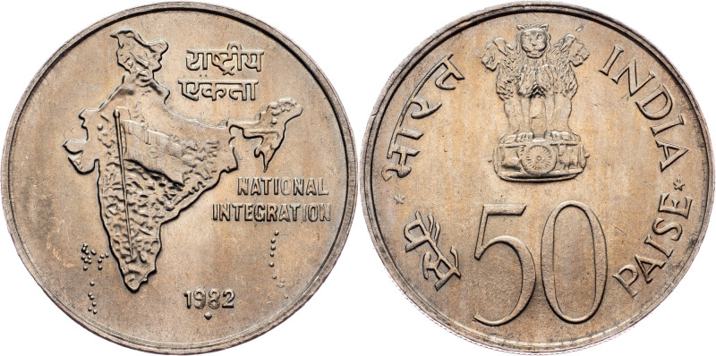 India, 50 Paise 1982, Bombay India, 50 Paise 1982, Bombay, 5,077 g, Copper-nicke...