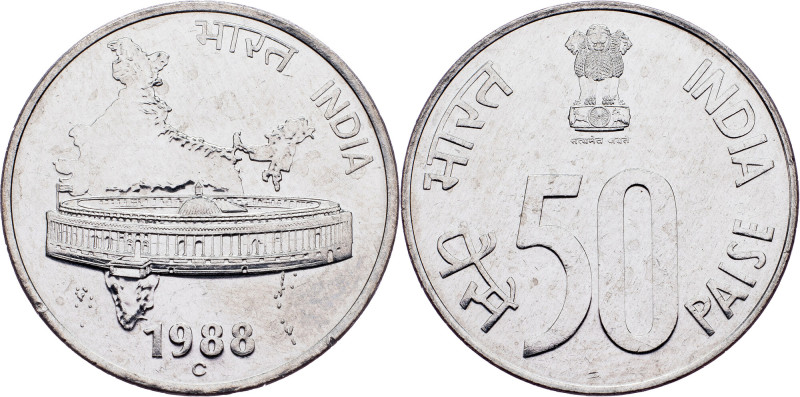 India, 50 Paise 1988, Ottawa India, 50 Paise 1988, Ottawa, 3,861 g, Stainless st...