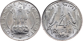 India , 1/4 Rupee 1954, Calcutta
