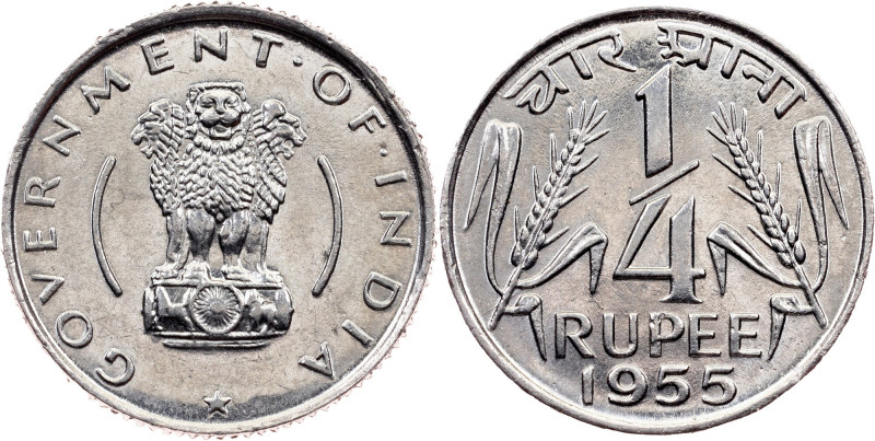 India , 1/4 Rupee 1955, Calcutta India , 1/4 Rupee 1955, Calcutta, 2,869 g, Nick...