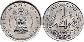 India , 1/4 Rupee 1955, Calcutta