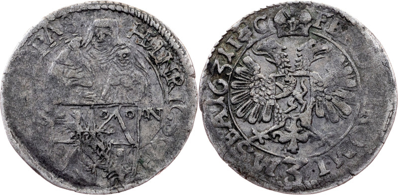 Heinrich Schlick, 3 Kreuzer 1631 Heinrich Schlick, 3 Kreuzer 1631, 1,48 g, weakl...
