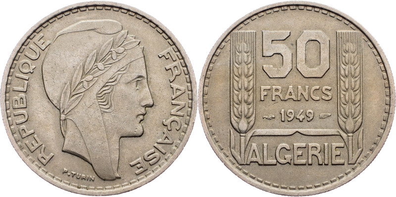 Algeria, 50 Francs 1949, Paris Algeria, 50 Francs 1949, Paris, Copper-nickel, KM...