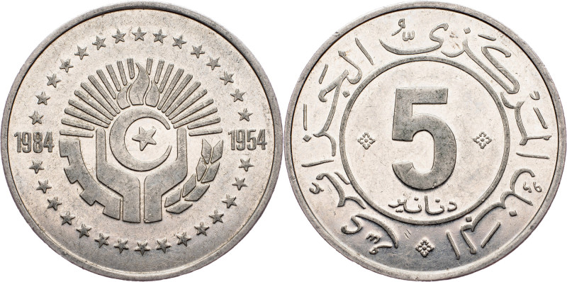 Algeria, 5 Dinars 1984 Algeria, 5 Dinars 1984, 12 g, Nickel, KM# 114, toned, 30t...