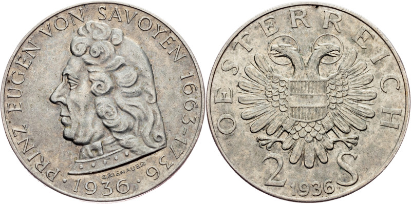 Austria, 2 Schilling 1936, Vienna Austria, 2 Schilling 1936, Vienna, 11,925 g, S...