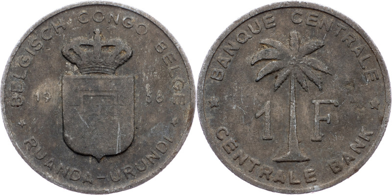 Belgian Congo, 1 Franc 1958, Brussels Belgian Congo, 1 Franc 1958, Brussels, 1,4...