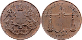 British India, 1/4 Anna 1833, Bombay