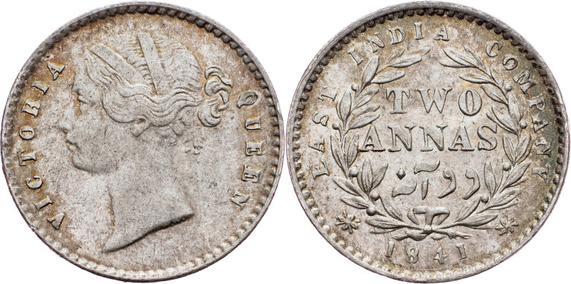 British India, 2 Annas 1841, Calcutta British India, Victoria, 2 Annas 1841, Cal...