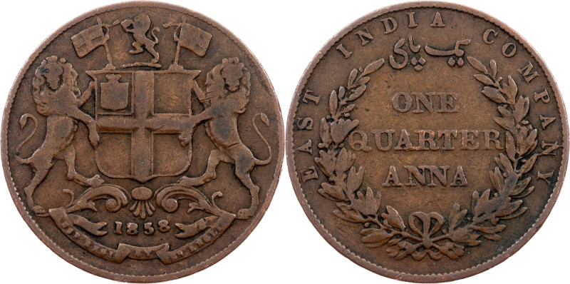British India, 1/4 Anna 1858, Birmingham British India, Victoria, 1/4 Anna 1858,...