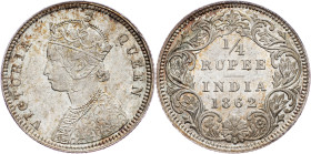 British India, 1/4 Rupee 1862, Calcutta