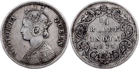 British India, 1/4 Rupee 1874, Bombay