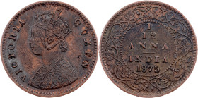 British India, 1/12 Anna 1875, Calcutta