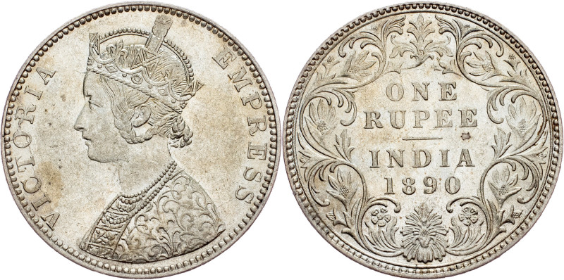 British India, 1 Rupee 1890, Bombay British India, Victoria, 1 Rupee 1890, Bomba...