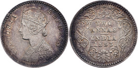 British India, 2 Annas 1893, Calcutta