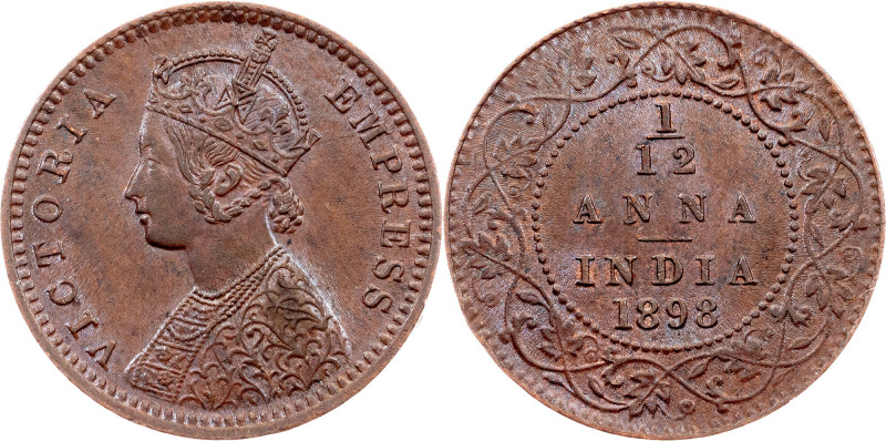British India, 1/12 Anna 1898, Calcutta British India, Victoria, 1/12 Anna 1898,...