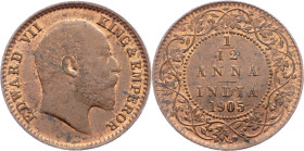 British India, 1/12 Anna 1905, Calcutta