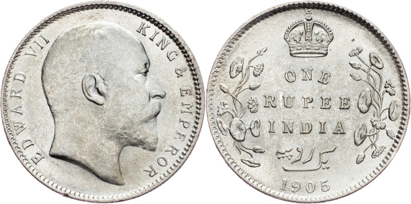 British India, 1 Rupee 1905, Calcutta British India, Edward VII, 1 Rupee 1905, C...