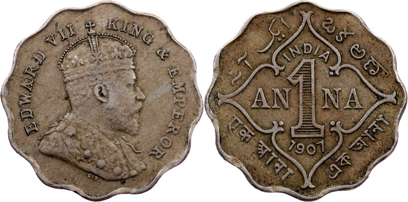 British India, 1 Anna 1907, Bombay British India, Edward VII, 1 Anna 1907, Bomba...