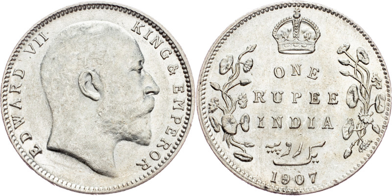 British India, 1 Rupee 1907, Bombay British India, Edward VII, 1 Rupee 1907, Bom...