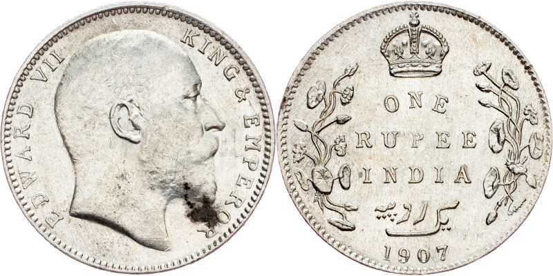 British India, 1 Rupee 1907, Bombay British India, Edward VII, 1 Rupee 1907, Bom...