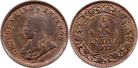 British India, 1/12 Anna 1917, Calcutta