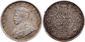 British India, 2 Annas 1917, Calcutta
