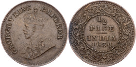 British India, 1/2 Pice 1936, Calcutta