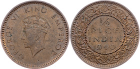 British India, 1/2 Pice 1940, Calcutta