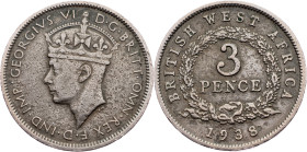 British West Africa, 3 Pence 1938, Birmingham