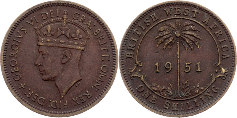 British West Africa, 1 Shilling 1951, London British West Africa, 1 Shilling 195...